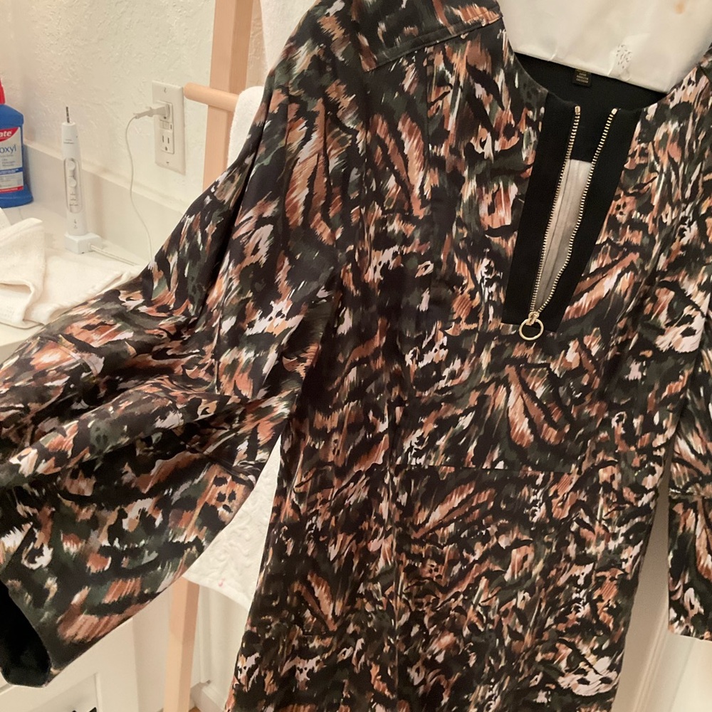 Ted Baker Black and Brown Patterned Mini Dress
